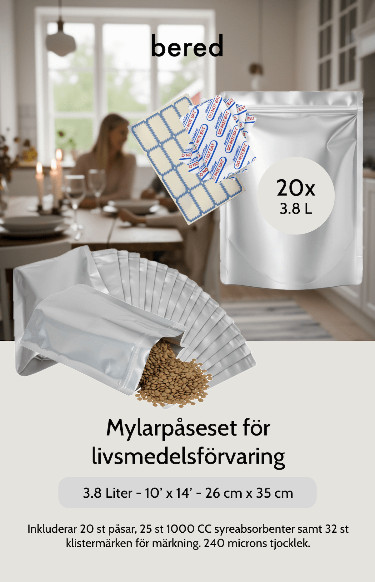 Mylarpåsar för långtidsförvaring – komplett kit
