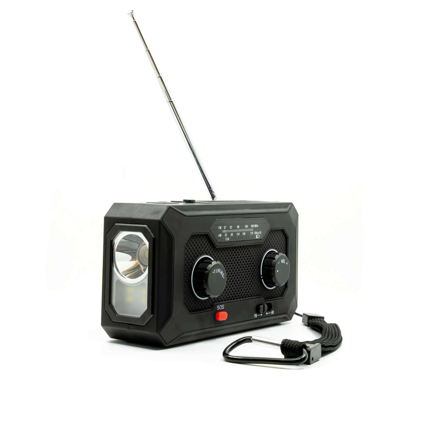 Vevradio 4000 mAh - Monikäyttöinen aurinkokennolla ja virtapankilla varustettu monitoimilaite.